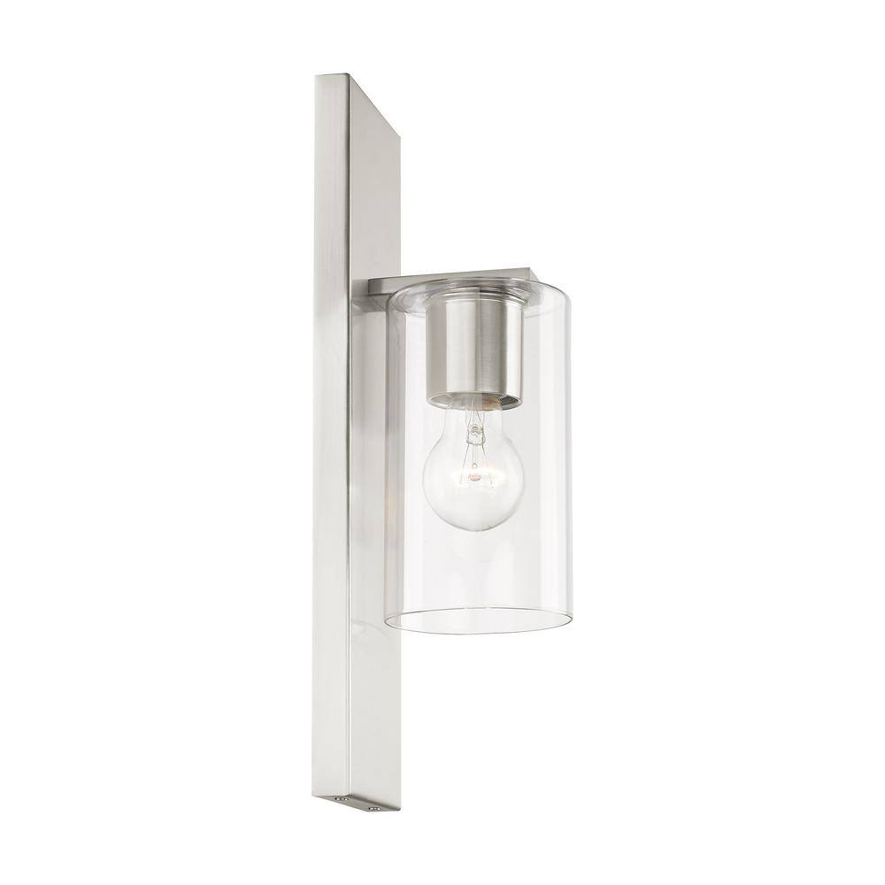 Brushed Nickel Clear Glass Direct Wired Wall Sconce