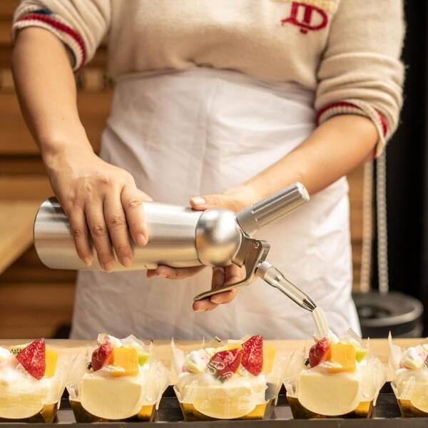 Wudkey Aluminum Whipped Cream Dispenser, 500ml Cream Maker, Cream