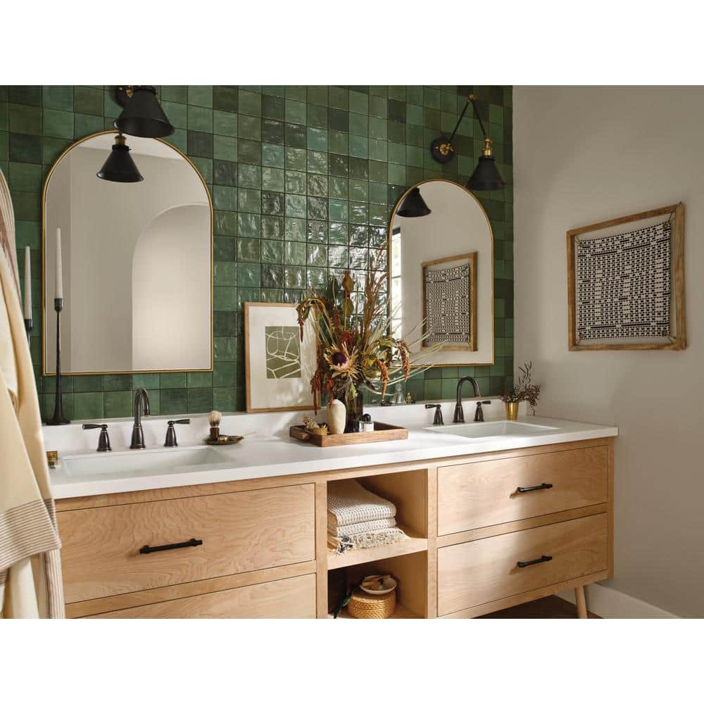 Mediterranean Bronze High Arc Two Handle Bathroom Faucet