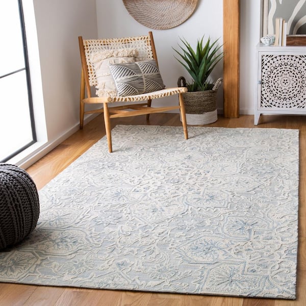 Abstract Gray/Beige 8 ft. x 10 ft. Floral Area Rug