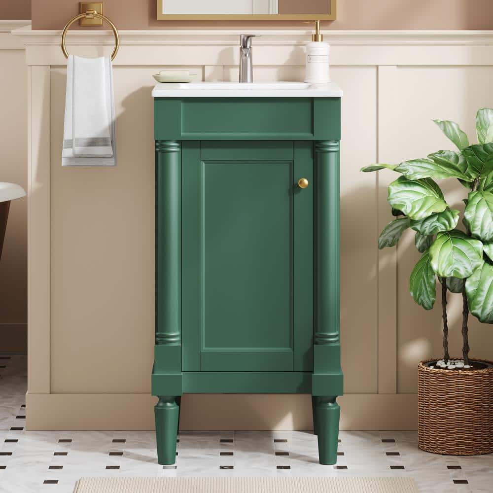 "18"" French Style Bathroom Vanity with Ceramic Sink, Adjustable Shelf & Soft-Closing Hinges" price history on PriceWatchPro
