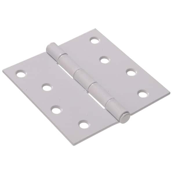 Hardware Essentials 4 in. White Residential Door Hinge with Square Corner Removable Pin Full Mortise (9-Pack)