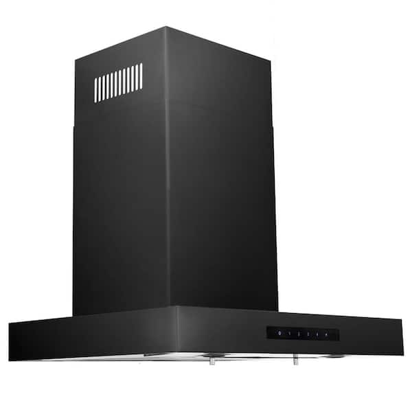 ZLINE Kitchen and Bath 24 in. 400 CFM Convertible Vent Wall Mount Range Hood in Black Stainless Steel