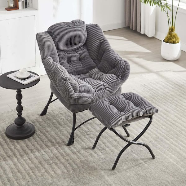Costway 29.5 in. Gray Modern Polyester Fabric Lazy Arm Chair Costway 29.5 in. Gray Modern Polyester Fabric Lazy Arm Chair