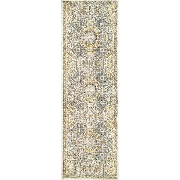 nuLOOM Minta Modern Persian 3 ft. x 6 ft. Gold Runner Rug