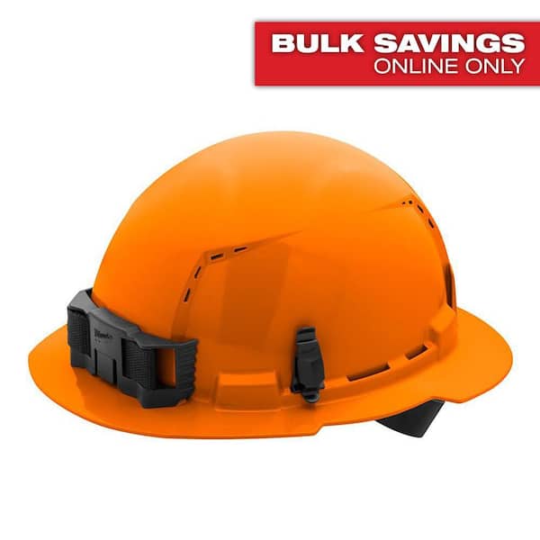 BOLT Orange Type 1 Class C Full Brim Vented Hard Hat with 4 Point Ratcheting Suspension