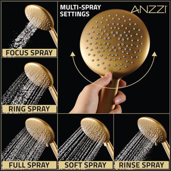 ANZZI Downpour 5-Spray Patterns with 9.5 in. Wall Mount Rainfall