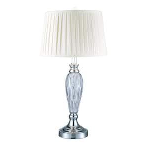 Vella 26.5 in. Polished Chrome Table Lamp with Fabric Shade