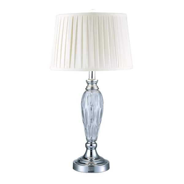 Dale Tiffany Vella 26.5 in. Polished Chrome Table Lamp with Fabric Shade