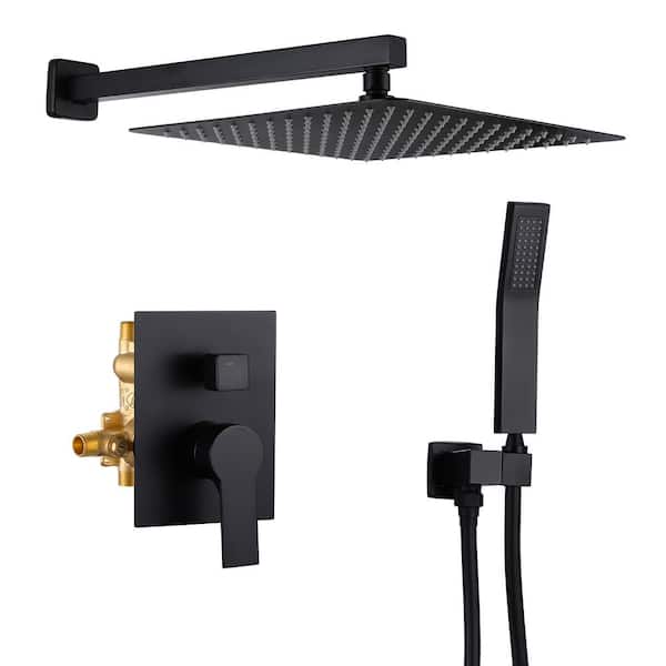 Fapully Single-Handle 2-Spray Patterns 12 in. Shower Faucet with Hand Shower 2.5 GPM with Drip Free in. Matte Black