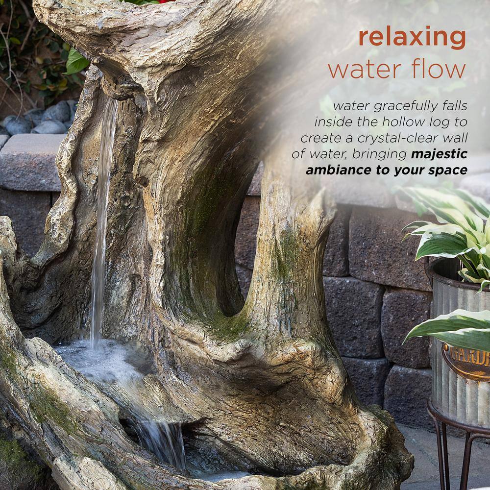 Curved Log Rainforest Waterfall Fountain with LED Lights