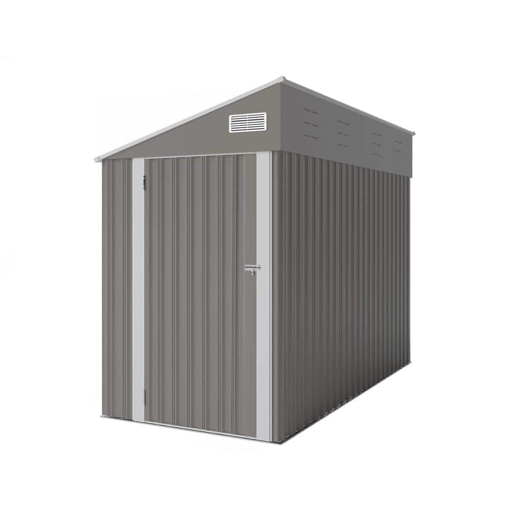 4 ft. W x 8 ft. D Gray Metal Storage Shed with Single Hinge Door for Garden, Lawn, Backyard (32 sq. ft.) price history on PriceWatchPro