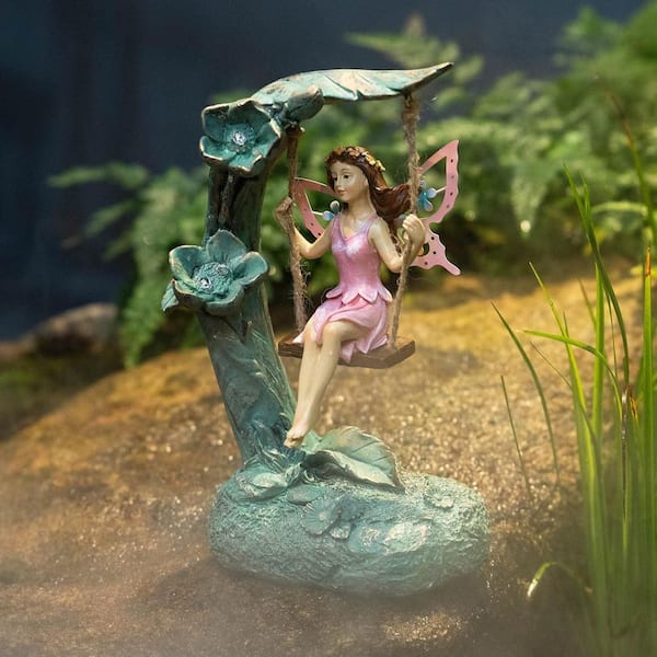 Garden Flower Fairy Outdoor Statue Decor Funny Swing Fairy