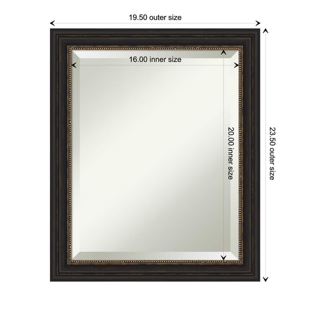 Bronze Rectangular Framed Wall Mirror 19.5 x 23.5 Inches