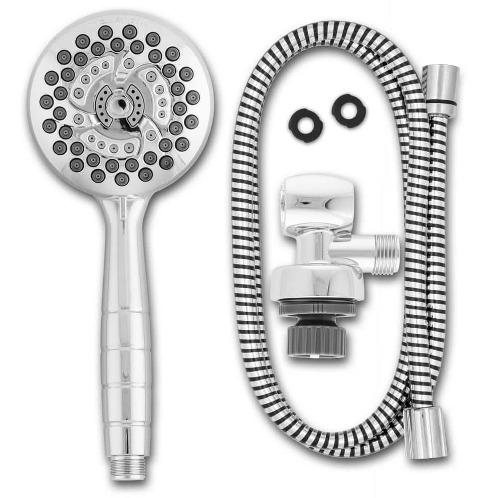 Chrome Handheld Wall Mounted Shower Head with Pulse Massage