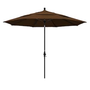 11 ft. Fiberglass Collar Tilt Double Vented Patio Umbrella in Teak Olefin