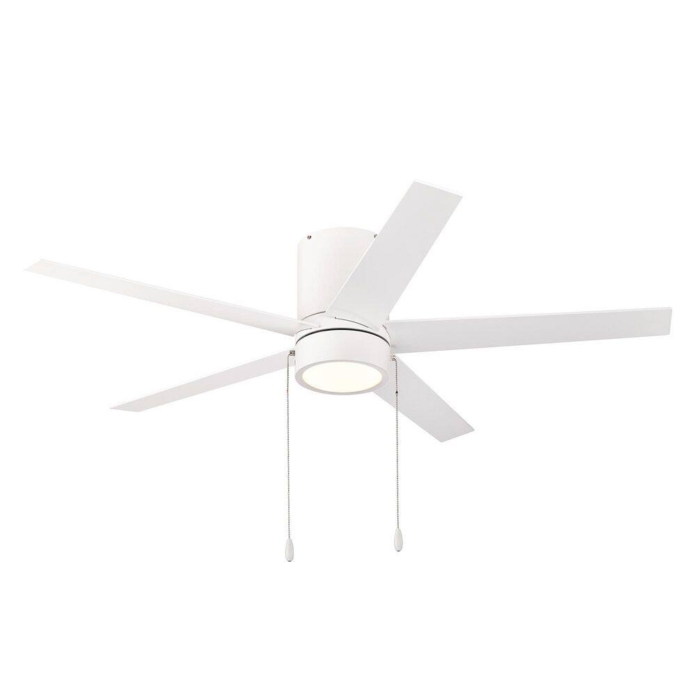 52 in. White 3-Speed 3CCT Indoor Modern Style Flush Mount DC Motor Ceiling Fan with LED Light Kit and Pull Chain price history on PriceWatchPro