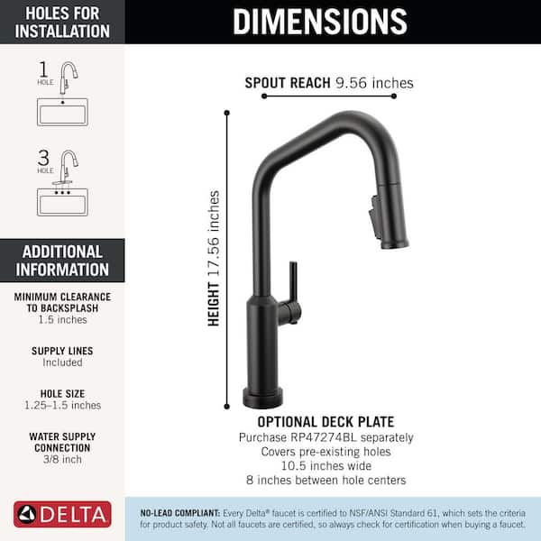 Delta Cordova Touch2O Touchless Matte Black 17.56 in. H Pull Down