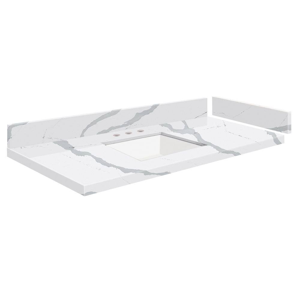 Silestone 43.5 in. W x 22.25 in. D Quartz White Rectangular Single Sink Vanity Top in Bianco Calacatta price history on PriceWatchPro