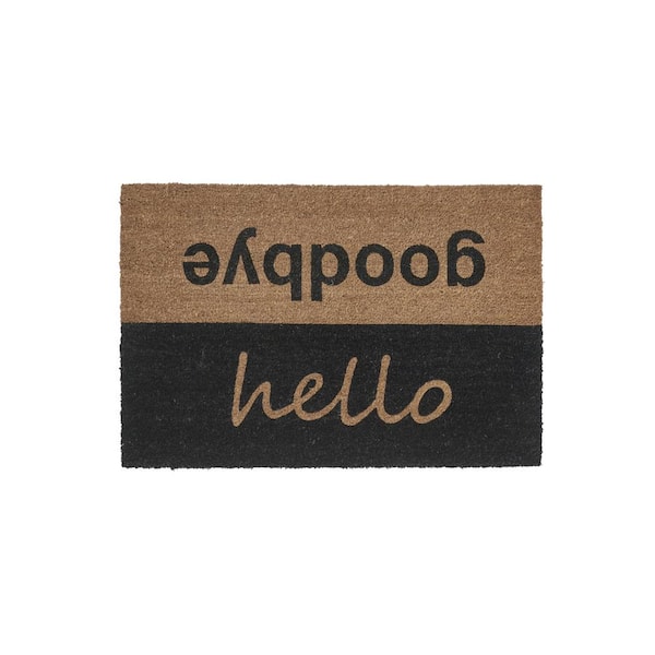 VCNY Home Hello/Goodbye Printed Beige 30 in. x 18 in. Coir Outdoor Door Mat