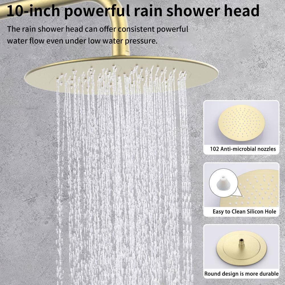 Brushed Gold Brass Rain Shower System with Handheld