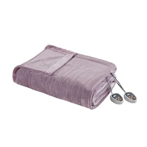 Beautyrest 80 in. x 84 in. Heated Plush Lavender Full Blanket BR54