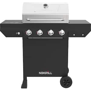 4-Burner Propane Gas Grill in Black with Stainless Steel Main Lid