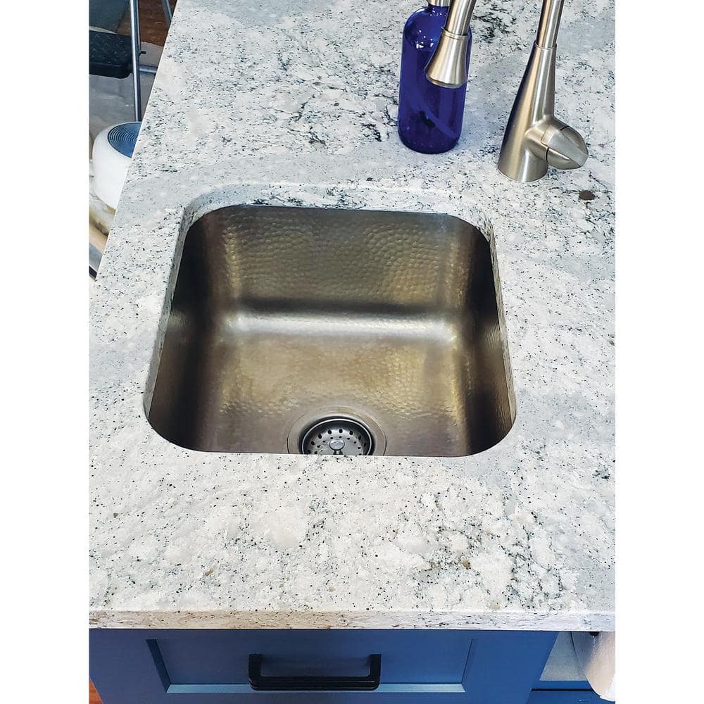 Hand-Hammered Brushed Stainless Steel 17" Single Bowl Drop-In Sink