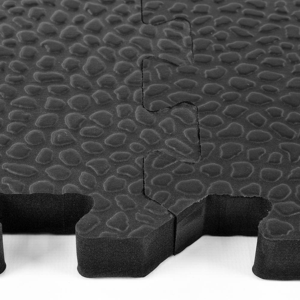 Black Pebble Top Interlocking Foam Gym Floor Tiles 24" x 24"