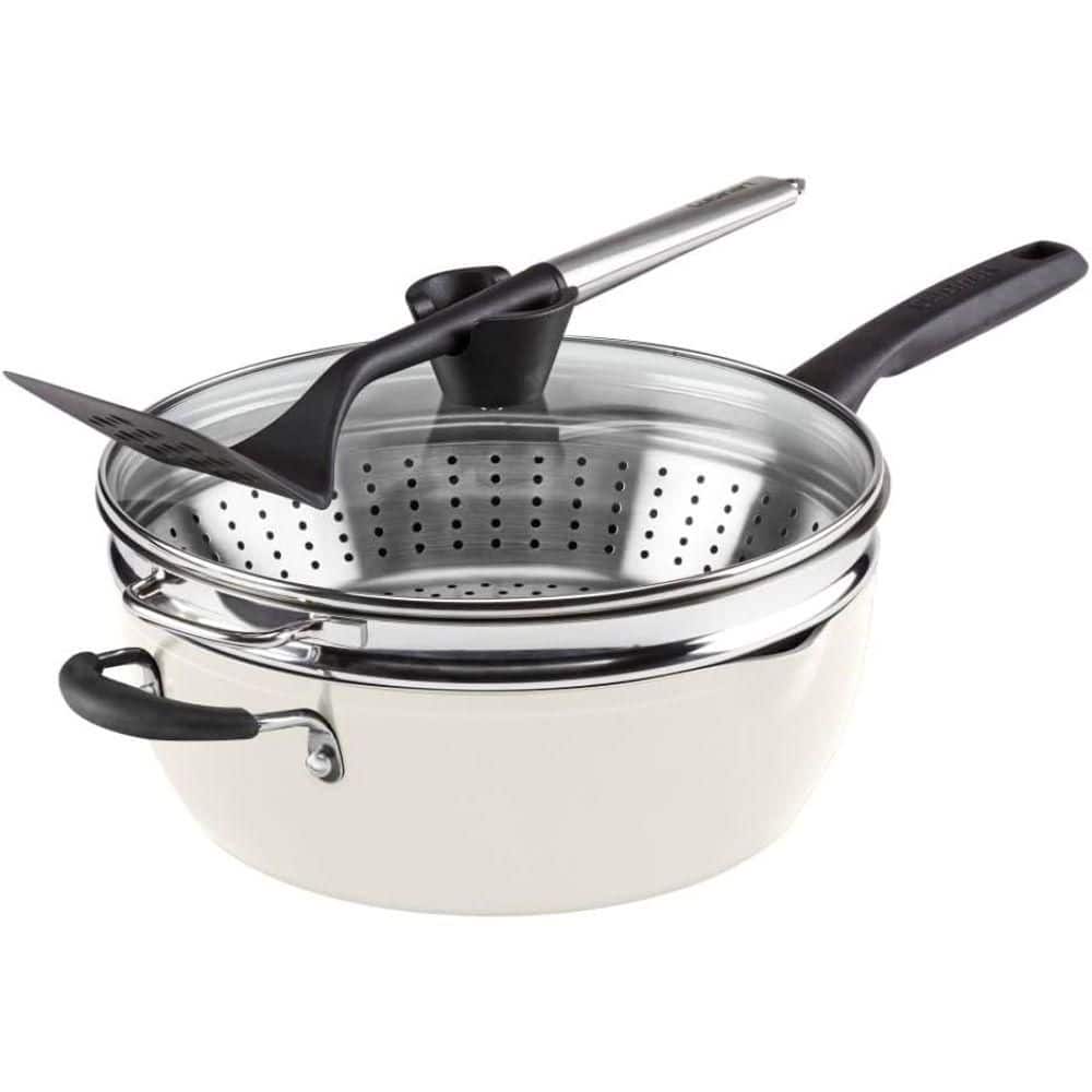 4-Piece Set 4.5 Qt. Multi-Purpose Pan with Lid Cover, Steamer, Slotted Turn