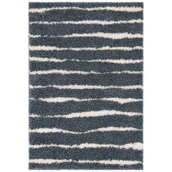Venus 4 ft. x 6 ft. Dark Gray/Ivory Striped Area Rug