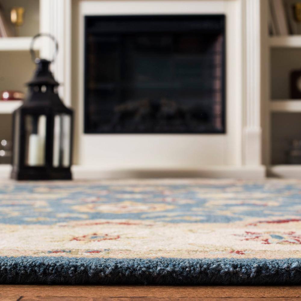Antiquity Blue and Beige Wool Tufted Area Rug