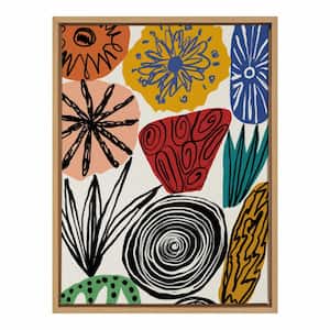 Sylvie ''Abstract Floral 2'' by Marcello Velho Framed Canvas Wall Art 24 in. x 18 in.