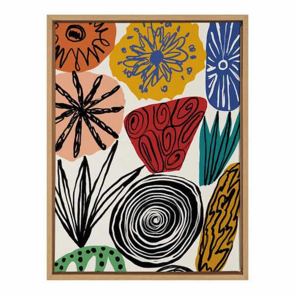 Kate and Laurel Sylvie "Abstract Floral 2" by Marcello Velho Framed Canvas Wall Art 24 in. x 18 in.