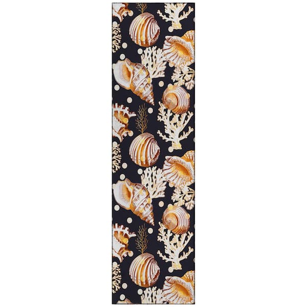 Addison Rugs Surfside Black 2 ft. 3 in. x 7 ft. 6 in. Geometric Indoor/Outdoor Area Rug