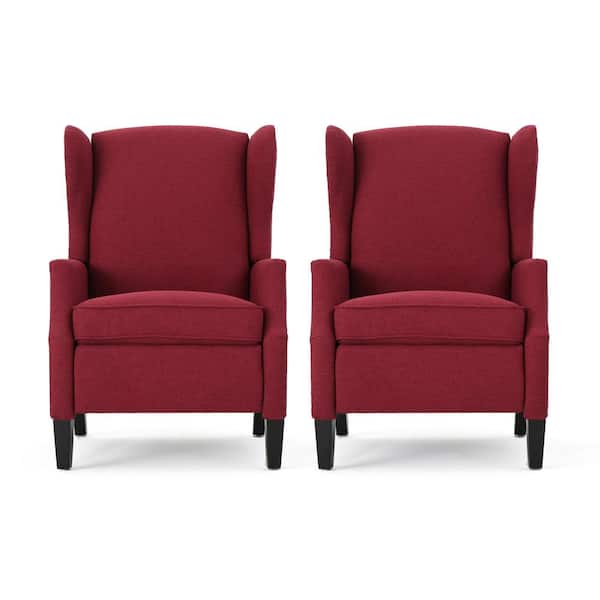 Noble House Wescott Deep Red Polyester Recliners (Set of 2)