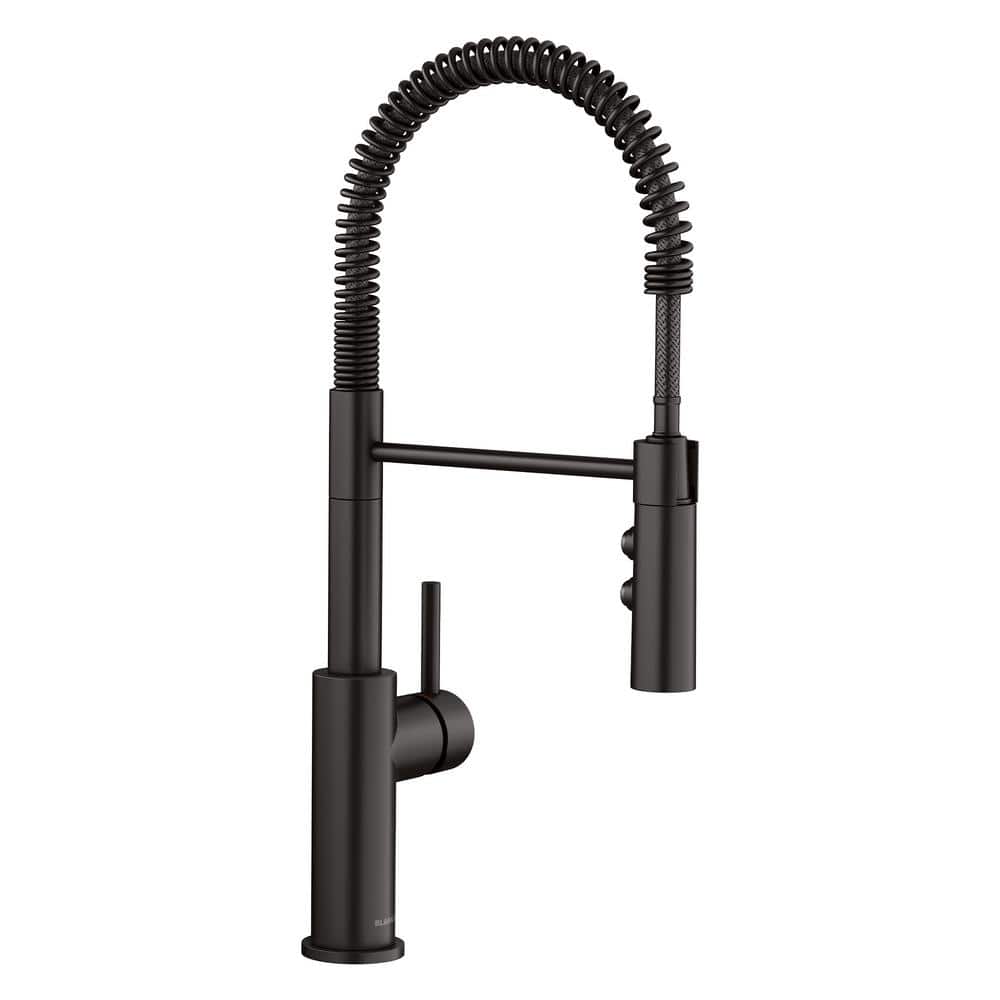 Catris Semi-Pro Single Handle Pull-Down Sprayer Kitchen Faucet in Matte Bla