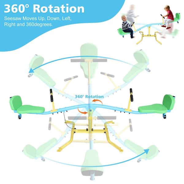 360° Steel Rotating Seesaw for Kids-Double Person Outdoor