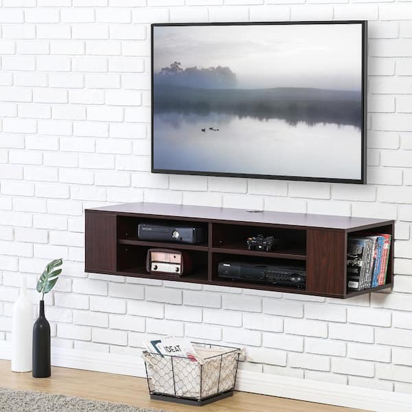 Fitueyes Floating Tv Shelf Wall Mounted Entertainment Center Media Console For Av Receiver Xbox Cable Boxes Gaming Systems Ds212001wb Hd The Home Depot - Floating Shelf For Tv Wall Mount