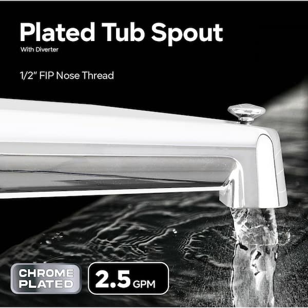 PLUMBFLEX Tub Spout 1/2 in. FIP Nose Thread 7 in. Bathtub Faucet