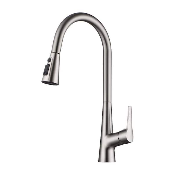 Hourglass Stream Touchless in Brushed Nickel 18.5 in Pull Down Sprayer Kitchen Faucet with 360 Degree Spout Swivel