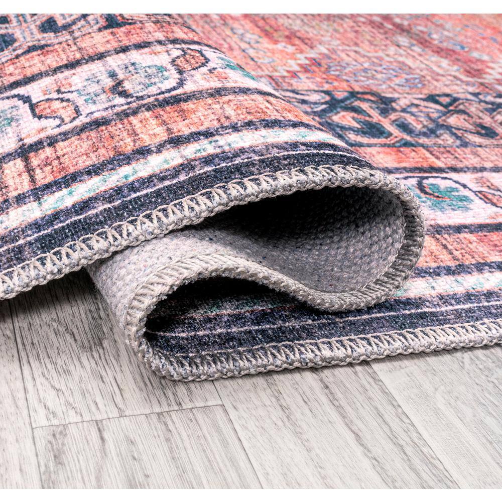 VersaTile Red Geometric 4' x 6' Easy-Care Synthetic Area Rug