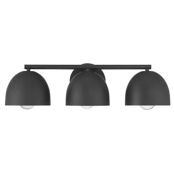 Hunter Erling 22 in. 3 Light Matte Black Vanity Light