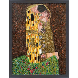 The Kiss (Full View - Luxury Line) by Gustav Klimt Gallery Black Framed People Oil Painting Art Print 34 in. x 44 in.