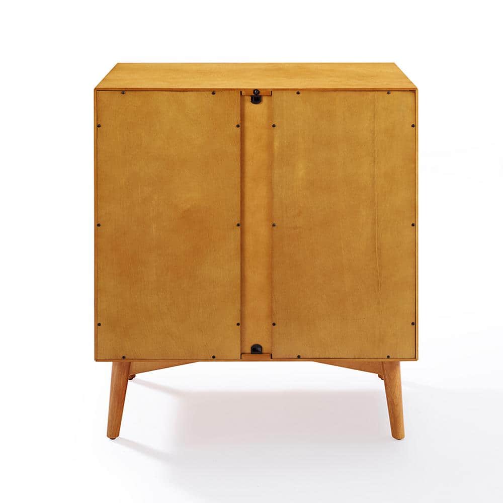 Landon Mid-Century Acorn Brown Bar Cabinet with Antique Brass Handles