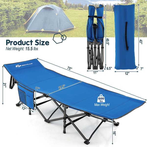 Costway 75 Foldable Camping Cot Heavy-Duty Steel Indoor and