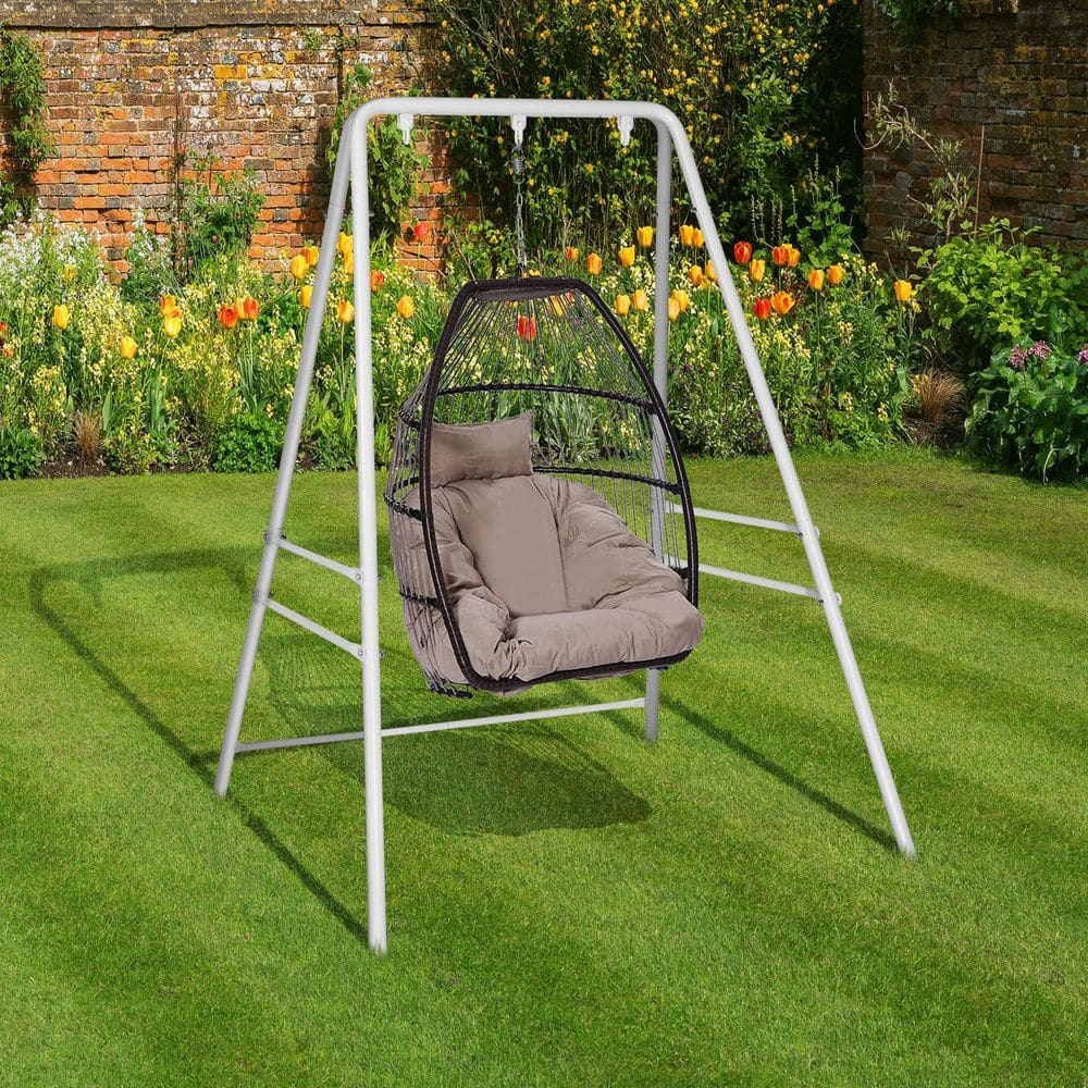 White Powder-Coated Heavy Duty Metal Hammock Chair Stand