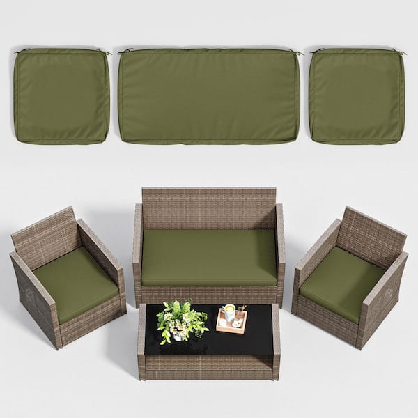 Kimunuk 3-Piece 36 x 18 in. & 18 x 18 in. Outdoor Cushion Covers Replacement with Zipper Light Green