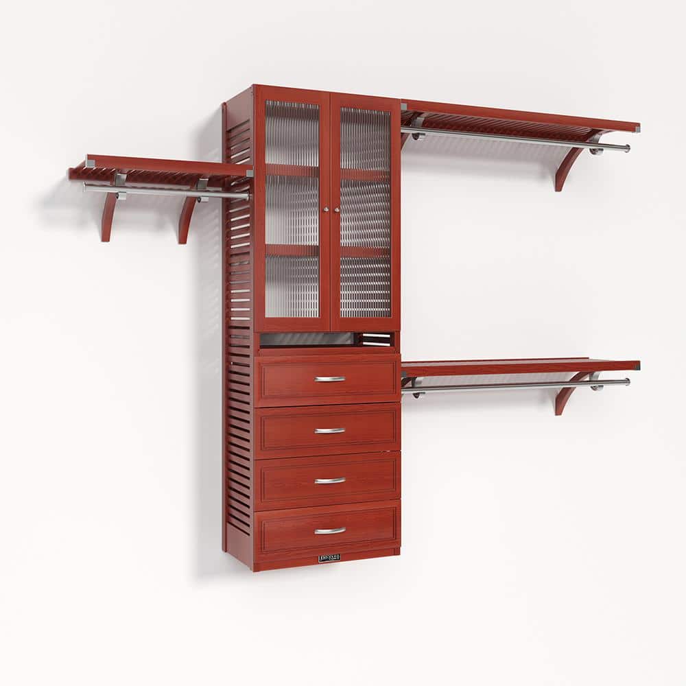 72 in. W - 120 in. W Red Mahogany Walk in with 4 Drawers and Glass Door 16 in. Shelf Wood Closet System price history on PriceWatchPro