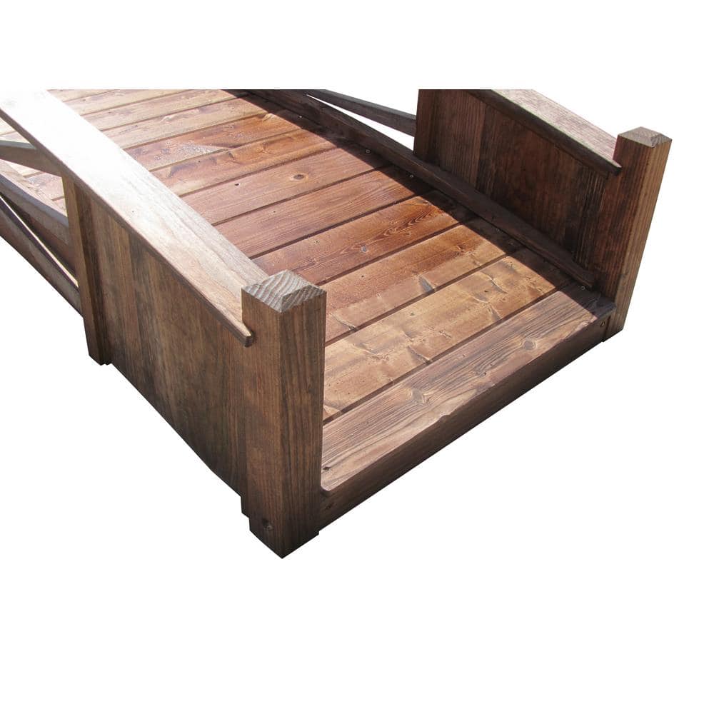 Sunburst 8 ft Wooden Garden Bridge in Natural Finish